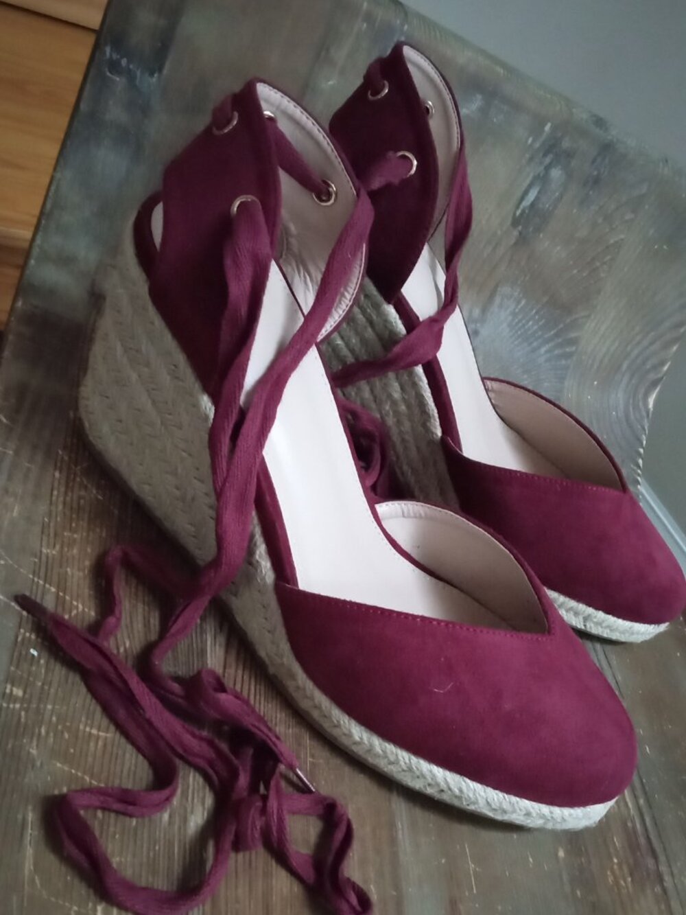 Allegra K Women's  Size 9 Closed Toe Espadrilles Wedges Tie Up Wedge Sandals